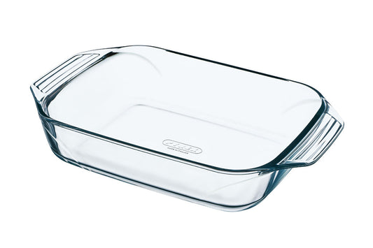 Rectangular glass baking dish easy to handle