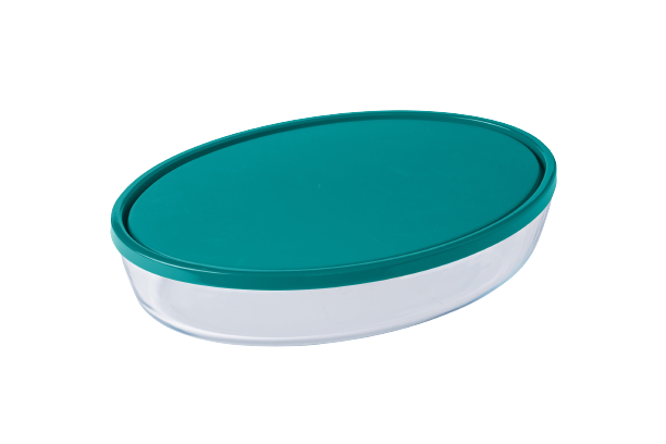 Oval glass family baking dish with lid for 4/5 people - Cook & Store