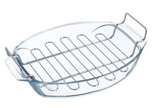 Oval glass baking dish 39x27 cm + baking rack - Irresistible