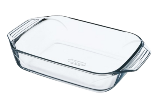 Rectangular glass baking dish easy to handle