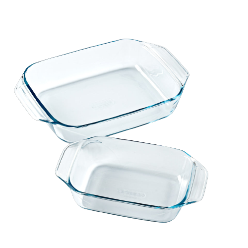 Set de 2 fuentes rectangulares de cristal para horno con asa fácil 27 y 35 cm - Irresistible