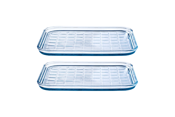 Set of 2 multi-purpose glass baking trays - Bake & Enjoy