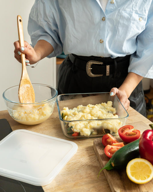 Set di 3 contenitore per congelatore e frigorifero quadrati in vetro con coperchi - Cook & Freeze