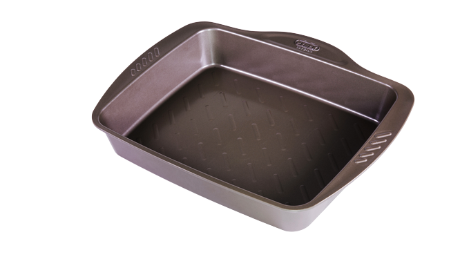 Fuente de metal para horno rectangular de fácil agarre - asimetriA