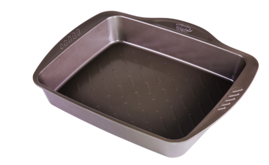 Fuente de metal para horno rectangular de fácil agarre - asimetriA