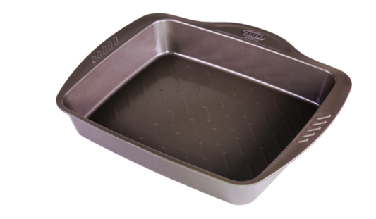 Fuente de metal para horno rectangular de fácil agarre - asimetriA