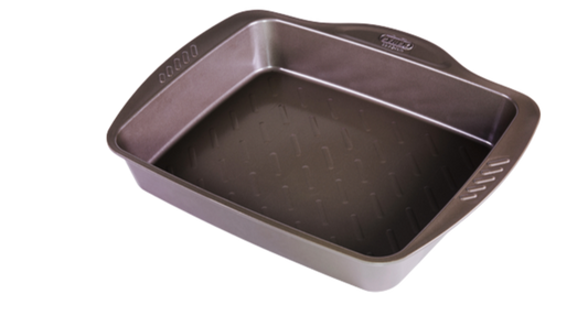 Fuente de metal para horno rectangular de fácil agarre - asimetriA