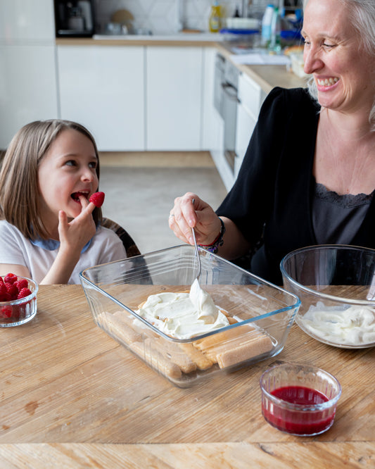 Set van 4 middelgrote rechthoekige glazen schalen met deksels - Cook & Freeze