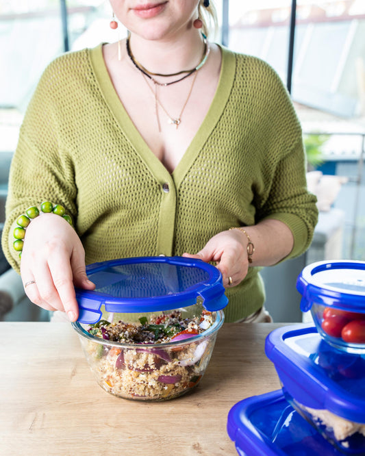 Set van 2 ronde glazen schaaltjes met waterdicht deksel - Cook & Go