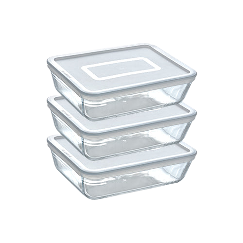 Set de 3 platos rectangulares de cristal con tapa - Cook & Freeze