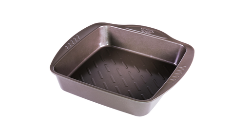 Vierkante metalen ovenschaal met gemakkelijke greep 24x24 cm - asimetriA