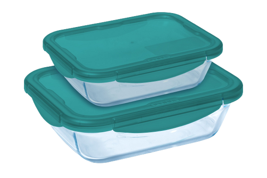 Cook&Go - Set of 2 rectangular watertight storage tins