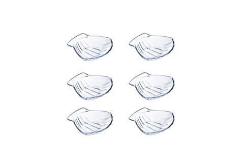 Set of 6 glass scallop shells